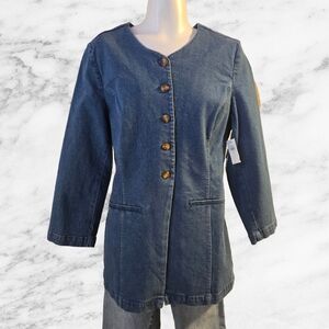 Old Navy Denim Longline Button Front Jacket - Size Small
